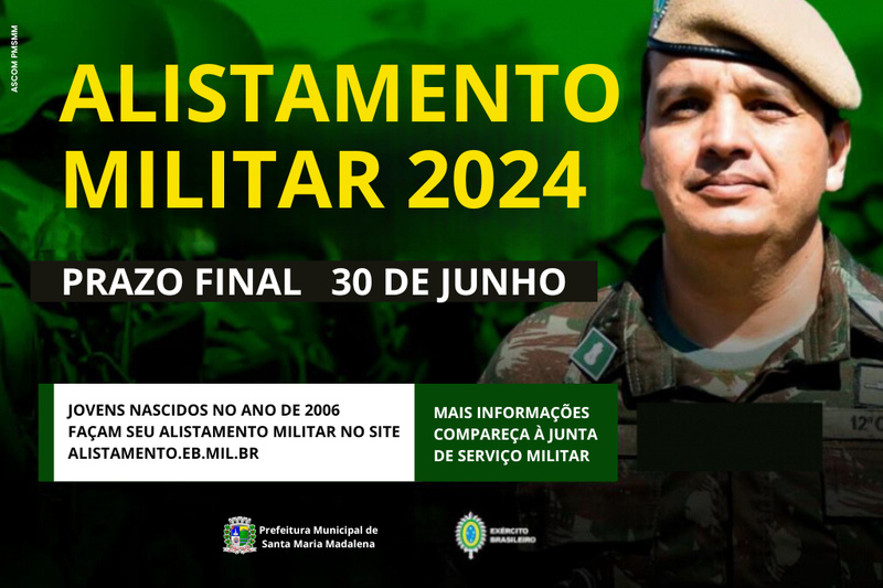 Alistamento militar 2024: Inscrições vão até o dia 30 de junho