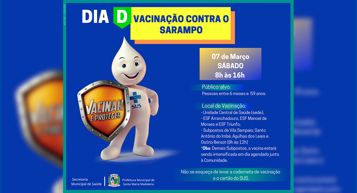 Dia D da vacinação contra o sarampo acontece neste sábado, dia 7 de março