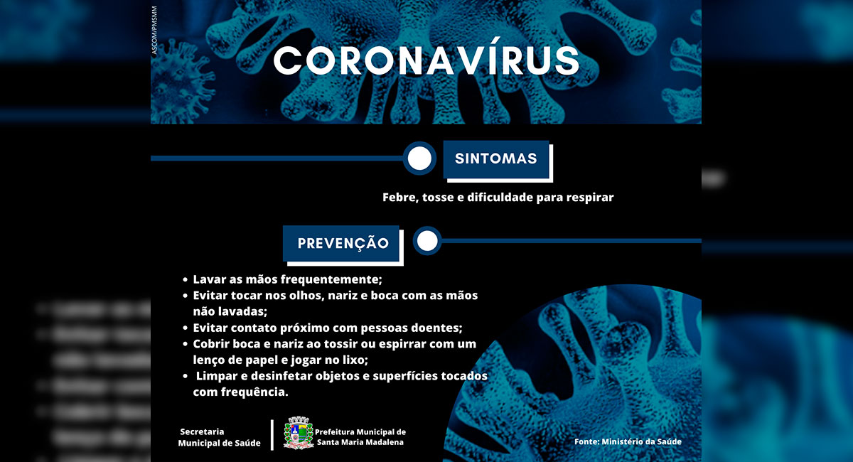 Secretaria de Saúde informa medidas protetivas contra o Coronavírus