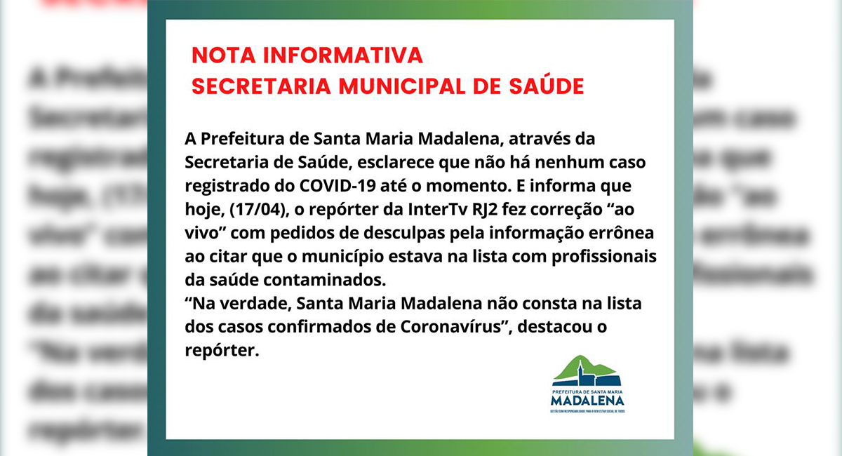 Nota Informativa Secretaria Municipal de Saúde