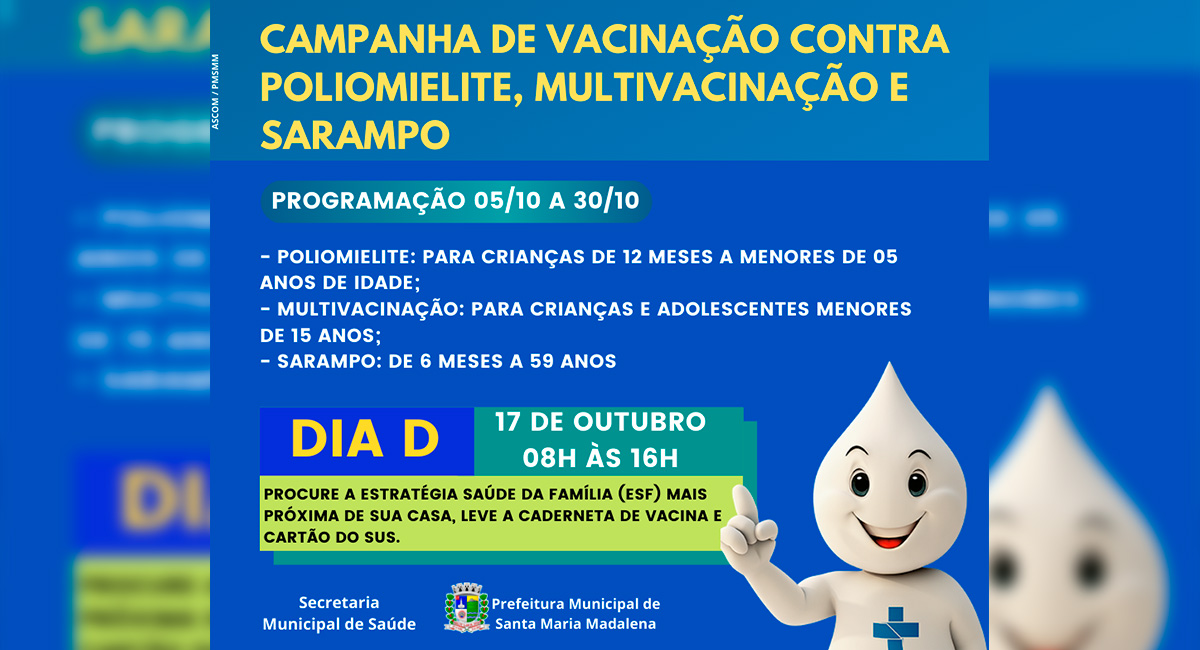 Utilidade Pública: Campanha Nacional de Multivacinação começa nesta segunda-feira (05/10)