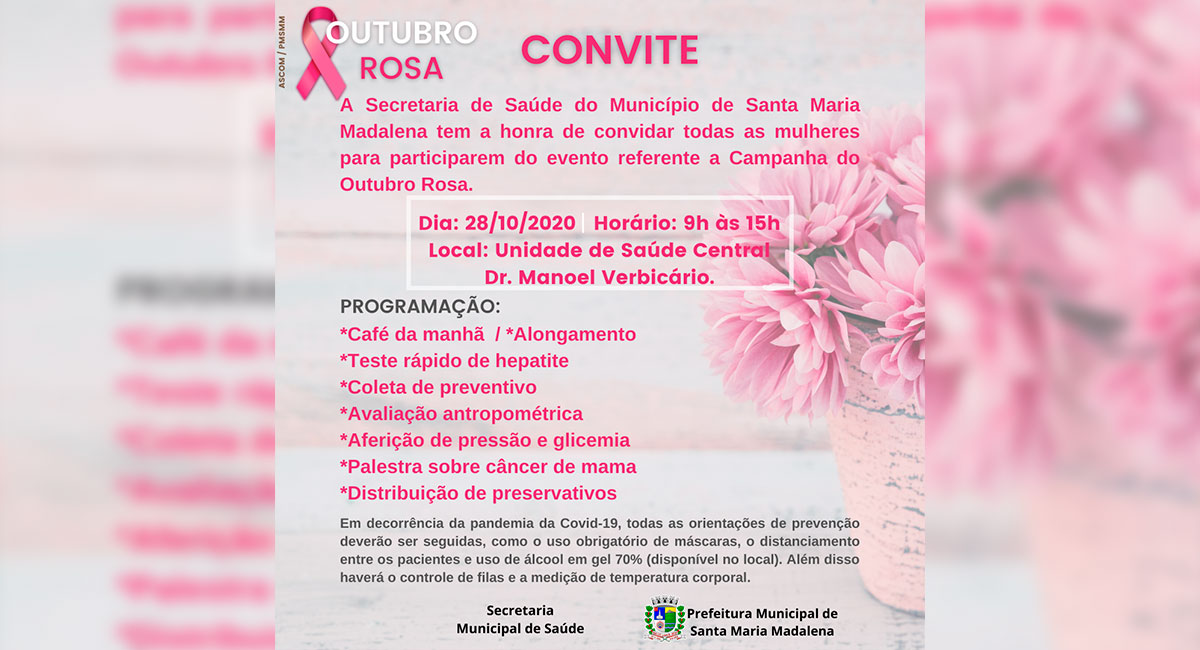 Santa Maria Madalena tem programação dedicada ao Outubro Rosa