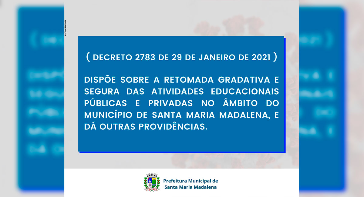 Decreto nº 2783 de 29 de Janeiro de 2021