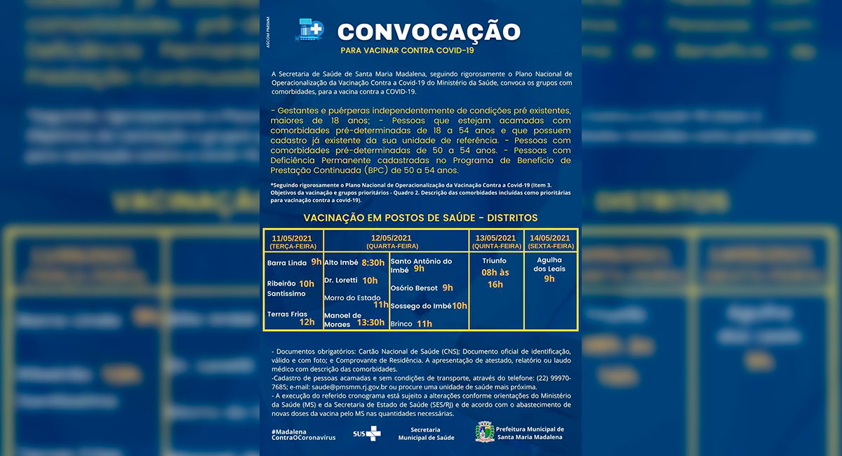 Novos grupos com comorbidades serão vacinados contra a Covid-19 nesta terça-feira (11)