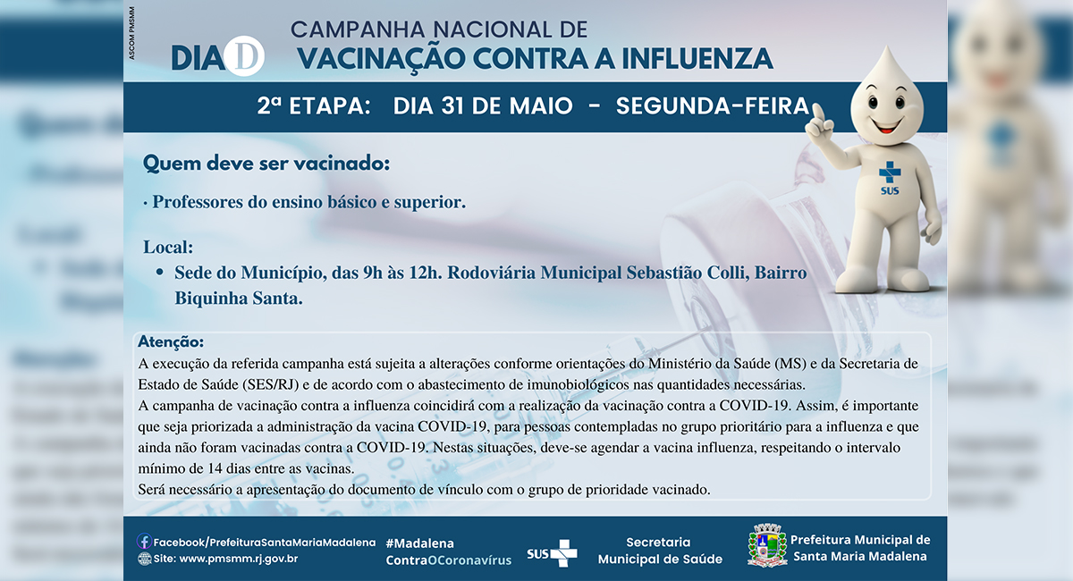 Vacinação contra a Influenza será retomada nesta segunda-feira (31)