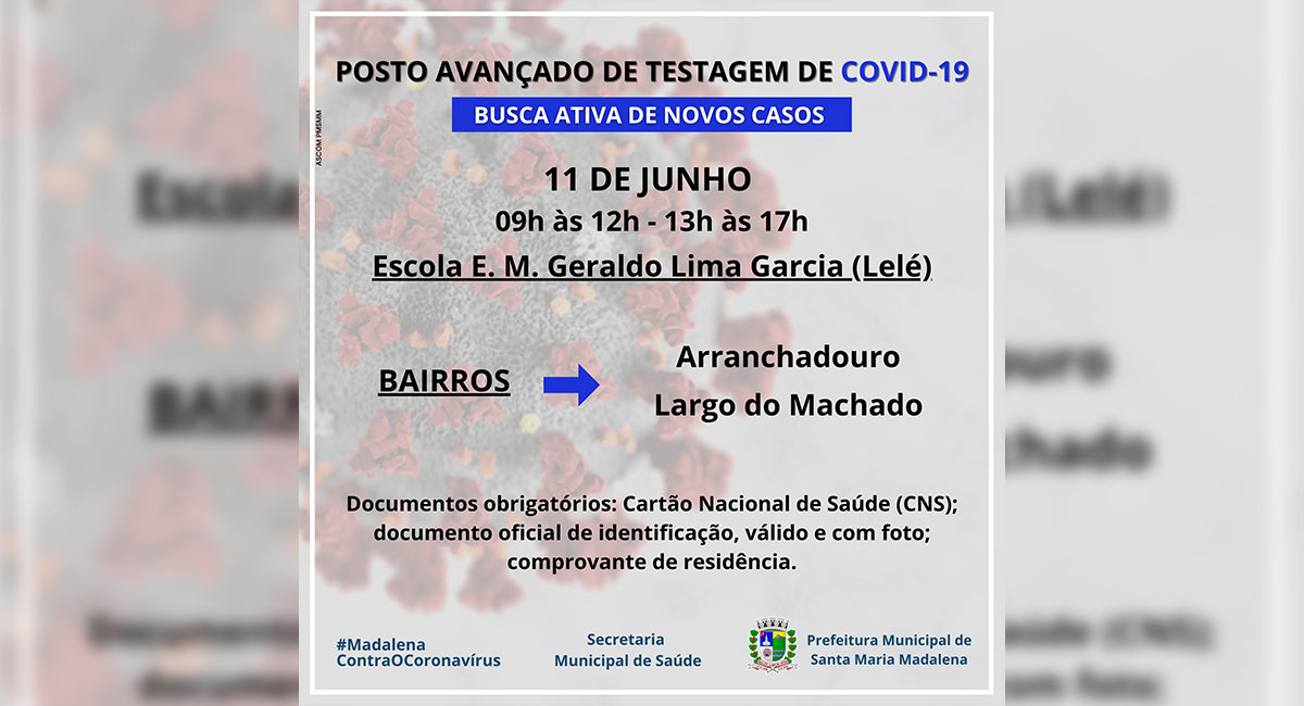 Saúde realiza testagem da covid-19 em Santa Maria Madalena