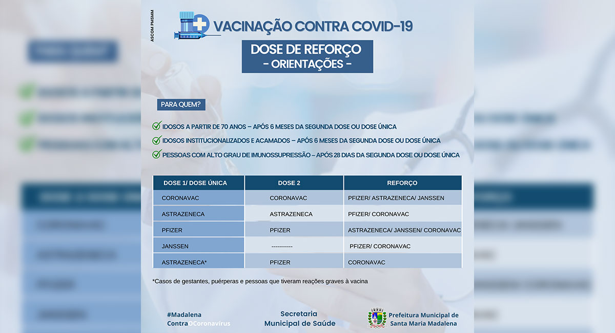 Informativo Covid-19: Dose de Reforço e Orientações