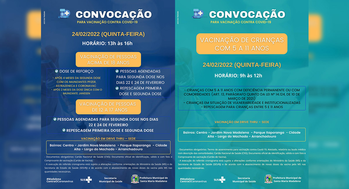 Covid-19: Novo calendário de vacinação para os dias 22 a 25 de fevereiro
