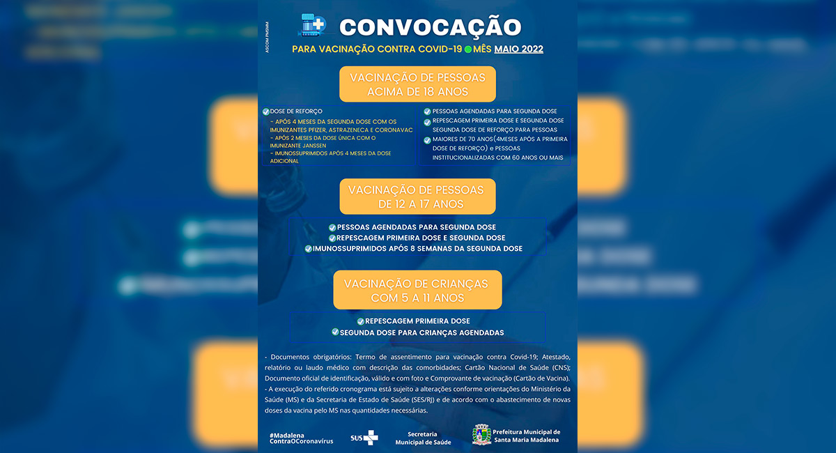 Prefeitura atualiza cronograma de vacinação nesta terça-feira (3)