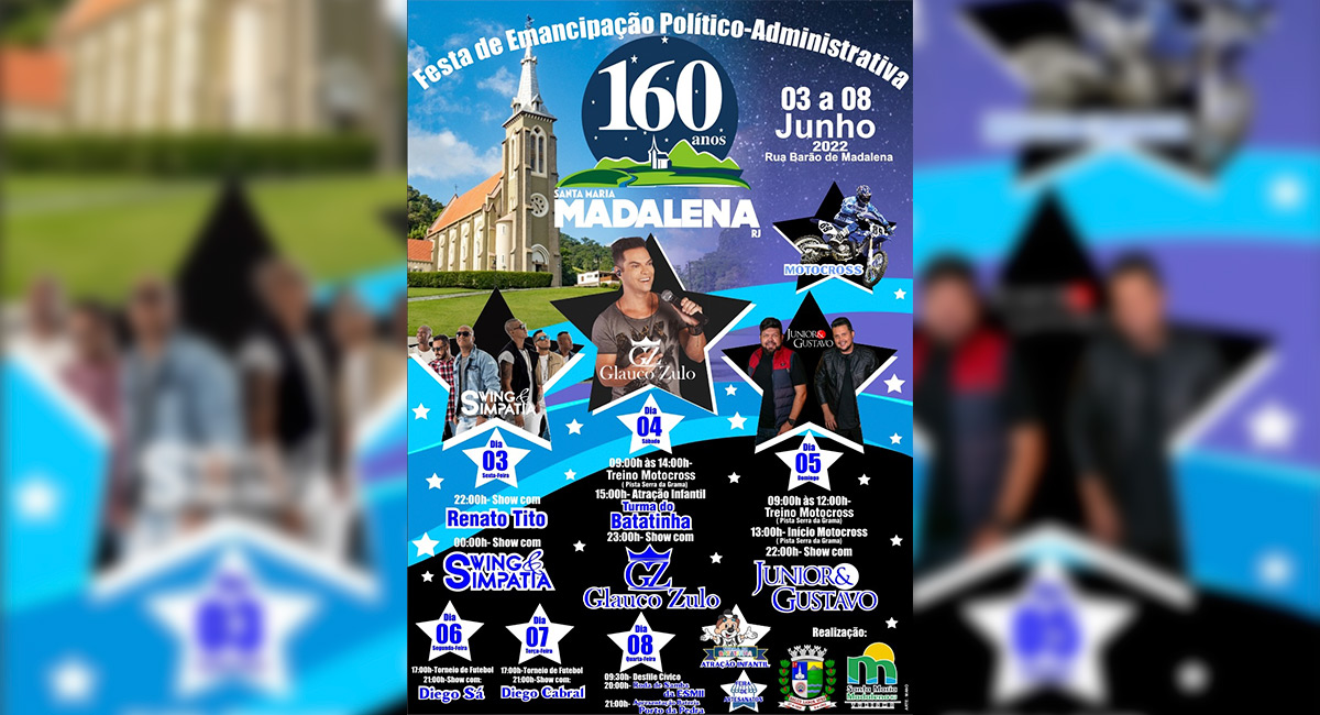 Prefeitura divulga atrações da festa de 160 anos de emancipação político-administrativa