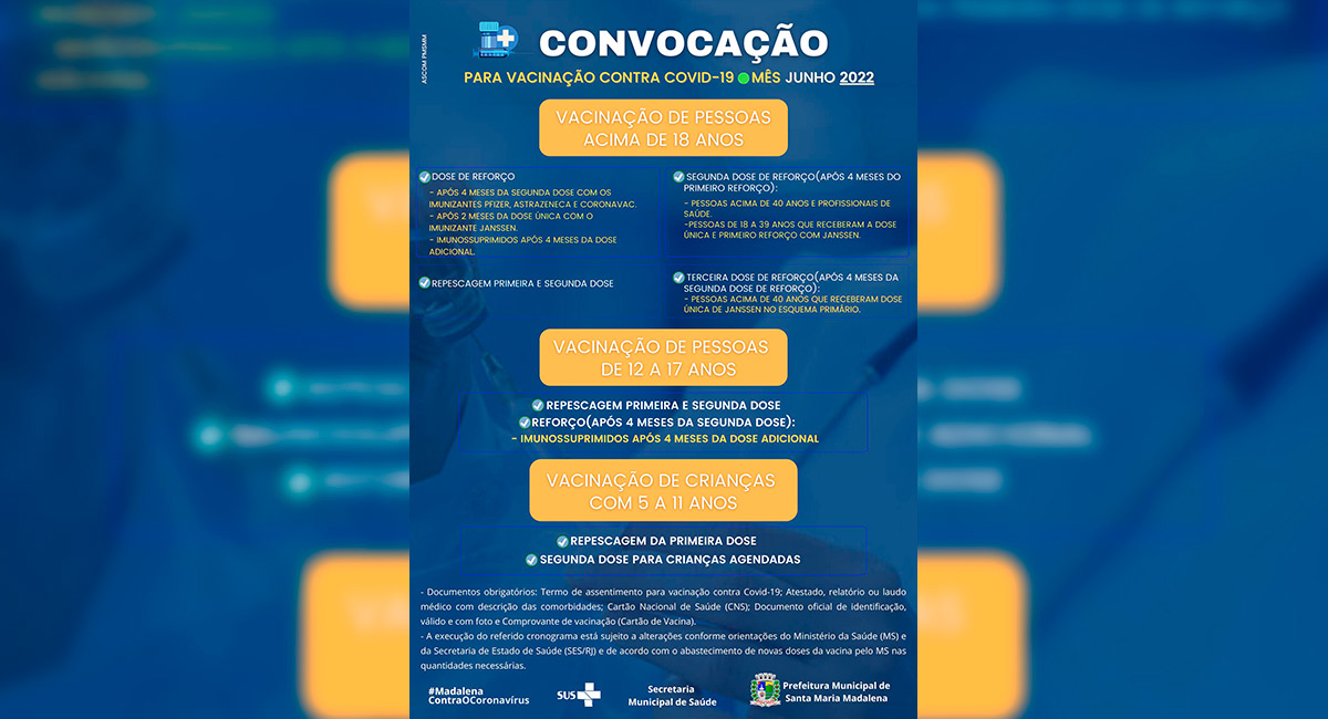 Vacinação contra Covid-19: Nova atualização no calendário para o mês de junho