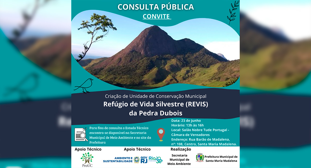Convite: Consulta Pública para criação de Unidade de Conservação Municipal no dia 23 de junho de 2022