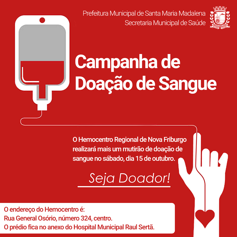 Mutirão de Doação de Sangue no Hemocentro de Nova Friburgo