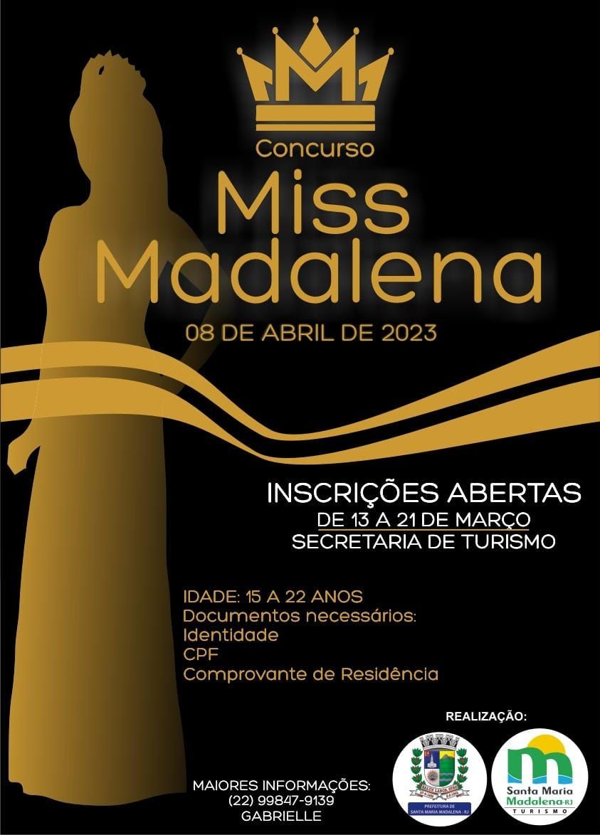 Inscrições para Miss Madalena iniciam na segunda-feira, dia 13