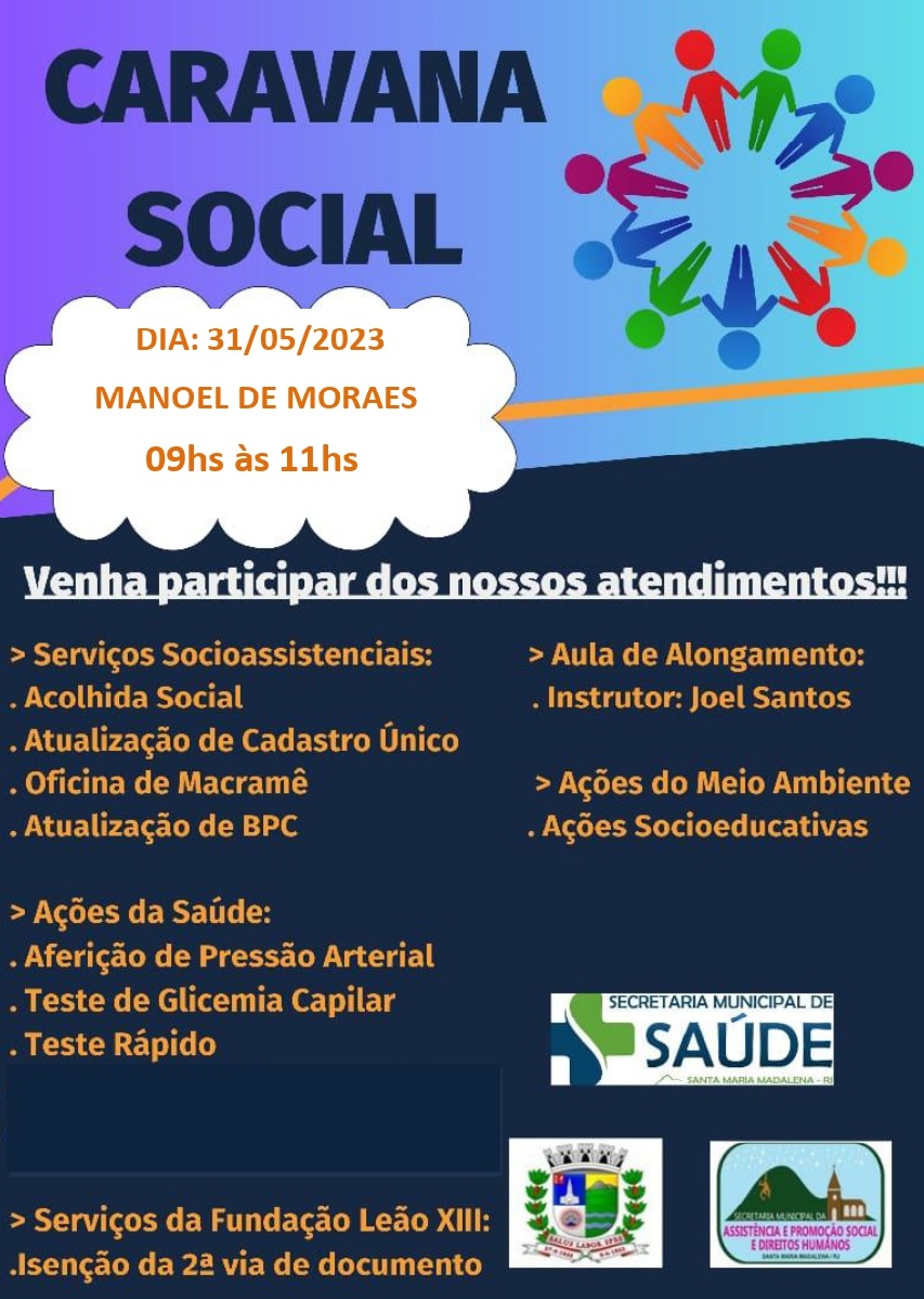 Caravana Social será realizada nesta quarta-feira em Manoel de Moraes