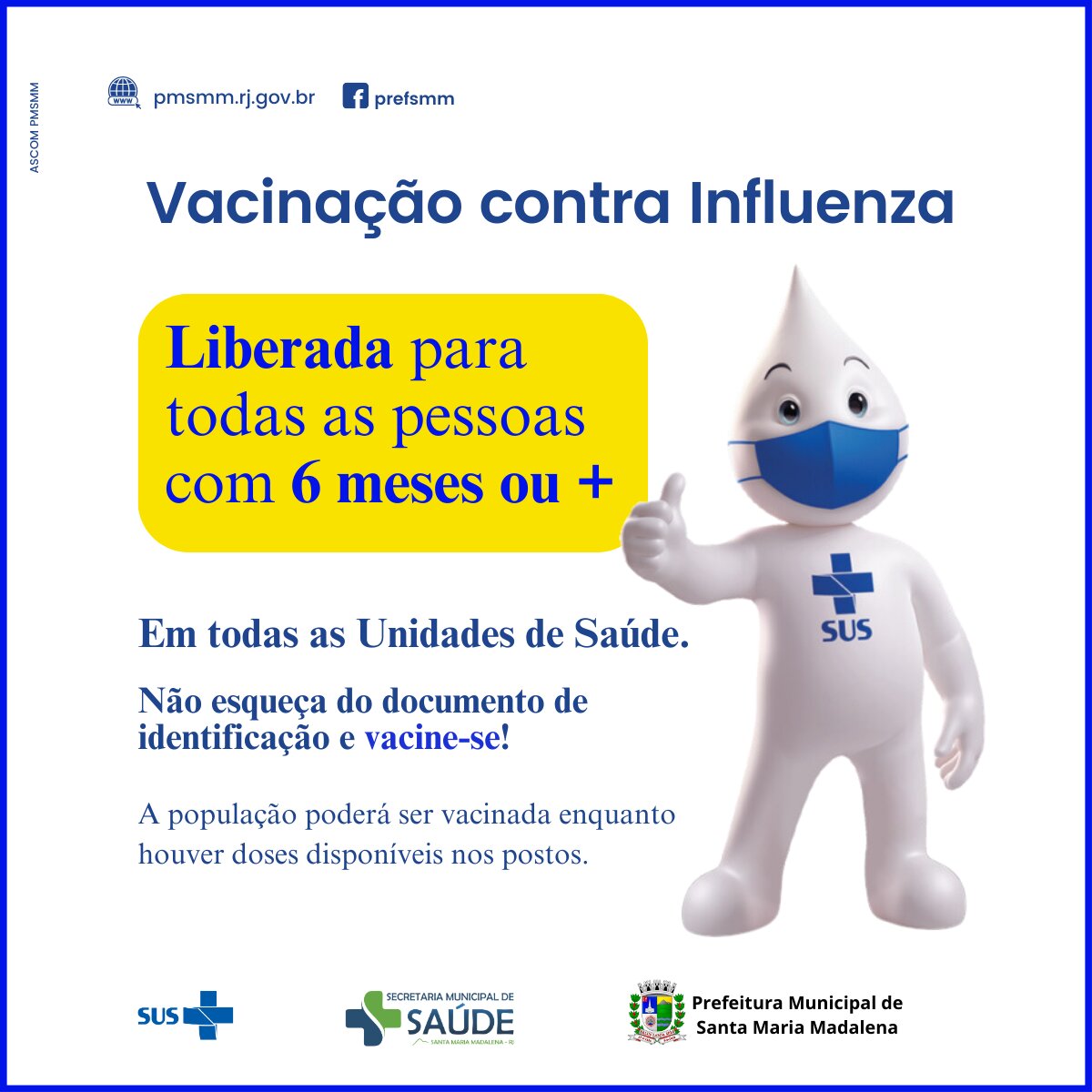 Vacina contra a gripe está liberada para toda a população a partir de 6 meses