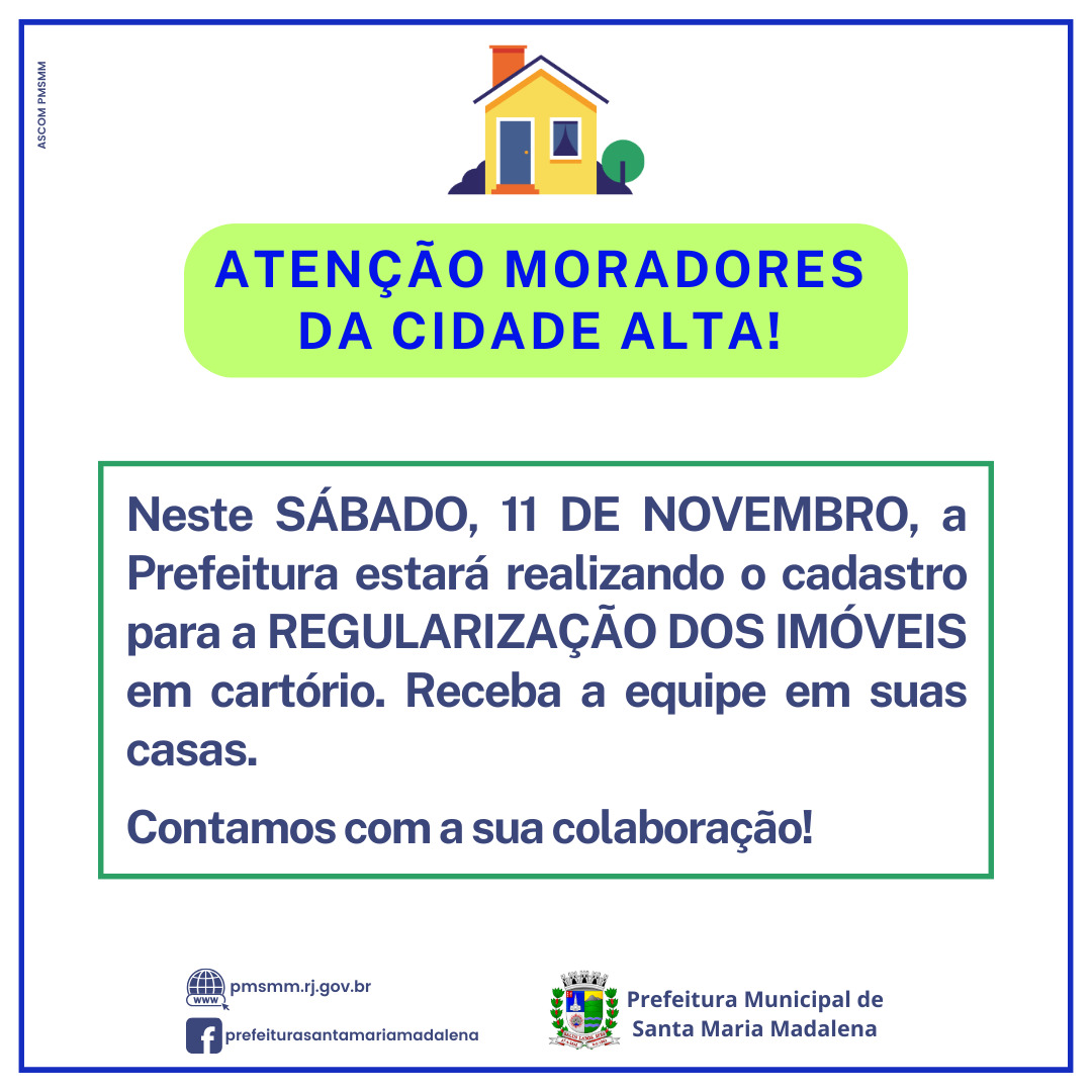 Cadastramento de imóveis dos bairros Cidade Alta e Manoel de Moraes para regularização fundiária pelo ITERJ