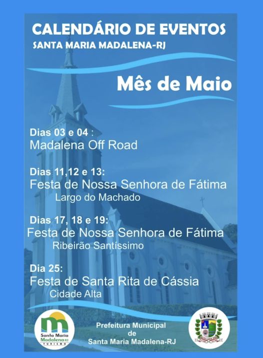 Calendário de Eventos do mês de Maio