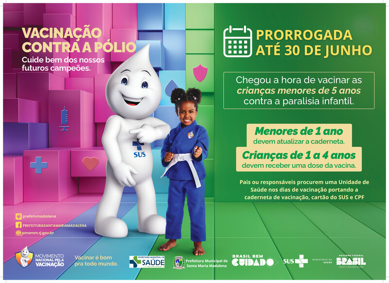 Campanha Nacional de Vacinação contra a Poliomielite é prorrogada até 30 de junho