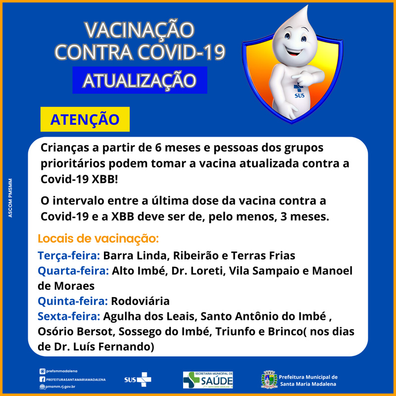Santa Maria Madalena inicia vacinação contra a variante XBB da Covid-19