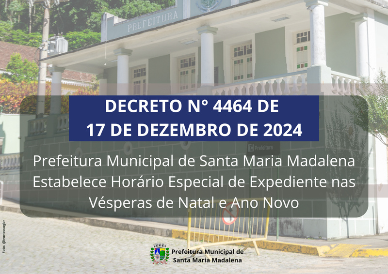 Prefeitura Estabelece Horário Especial de Expediente nas Vésperas de Natal e Ano Novo
