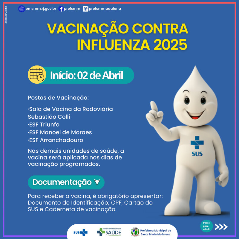 Santa Maria Madalena inicia vacinação contra a Influenza