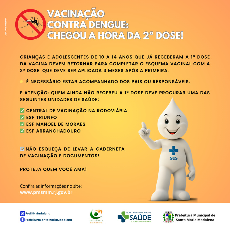 Vacinação contra a dengue: segunda dose para crianças e adolescentes de 10 a 14 anos