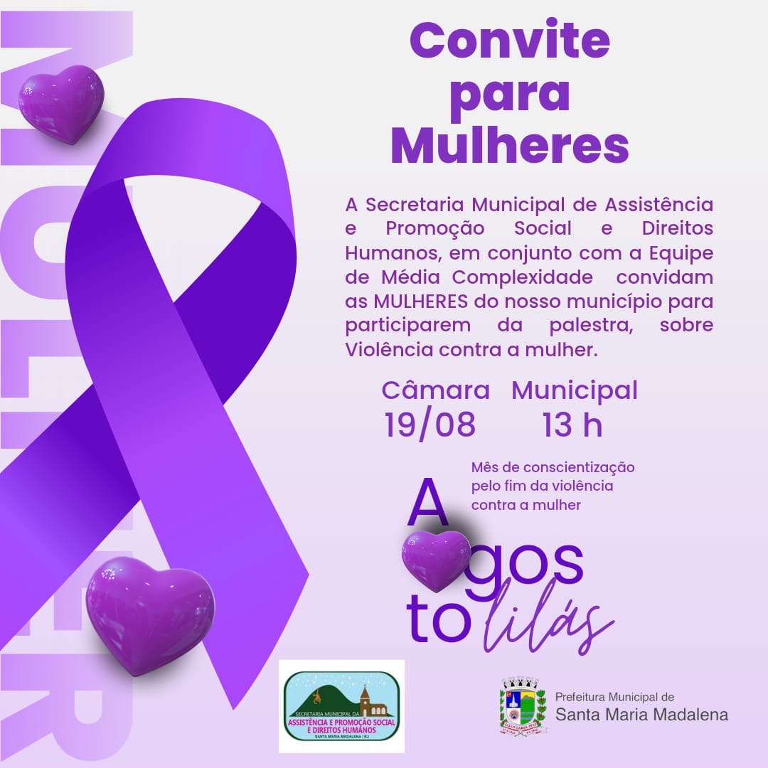 Convite para Palestra sobre Violência contra a Mulher