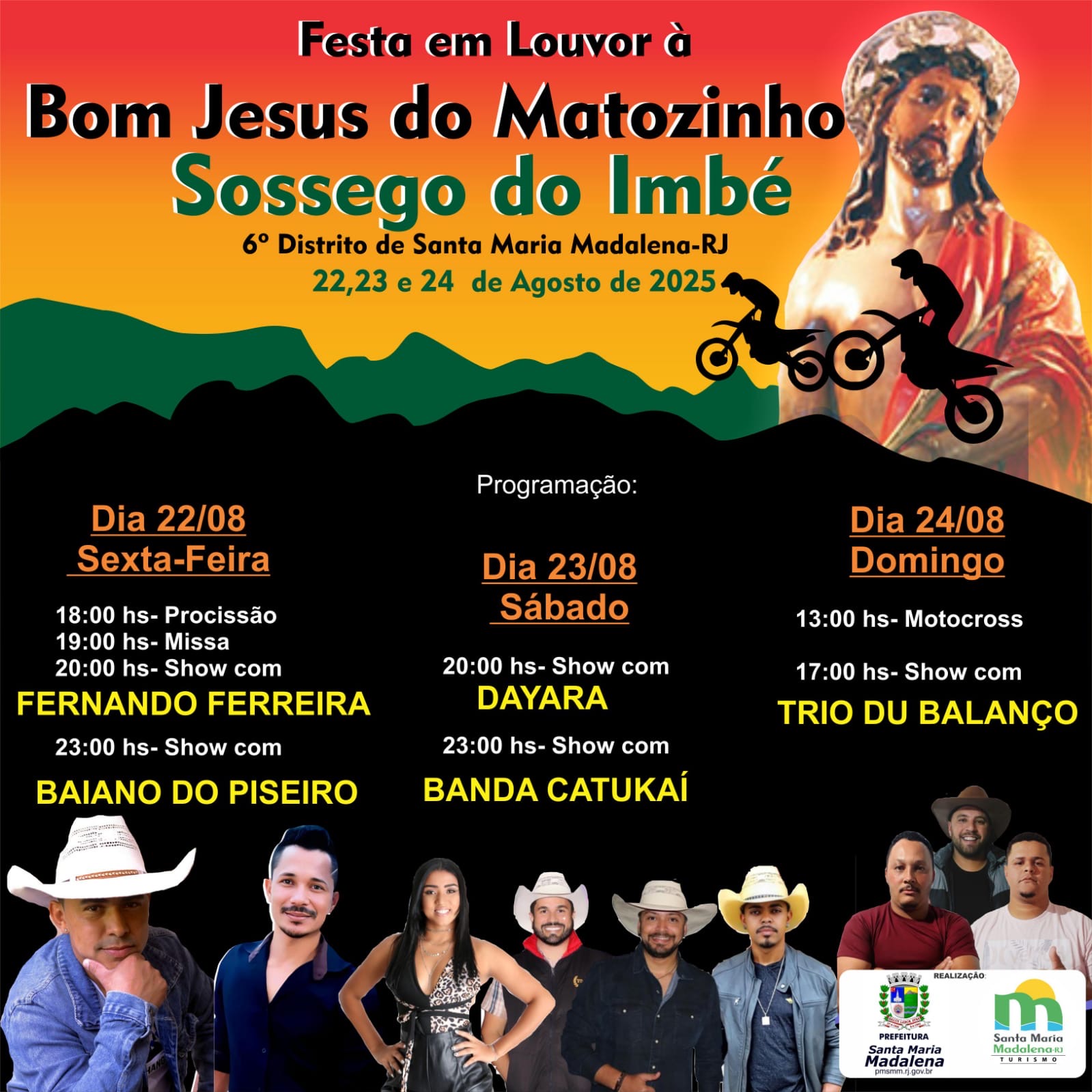 Vem aí a Festa em Louvor ao Bom Jesus do Matozinho em Sossego do Imbé