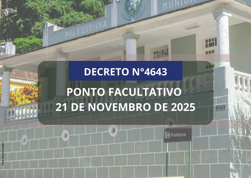Prefeitura estabelece Ponto Facultativo em 21 de Novembro