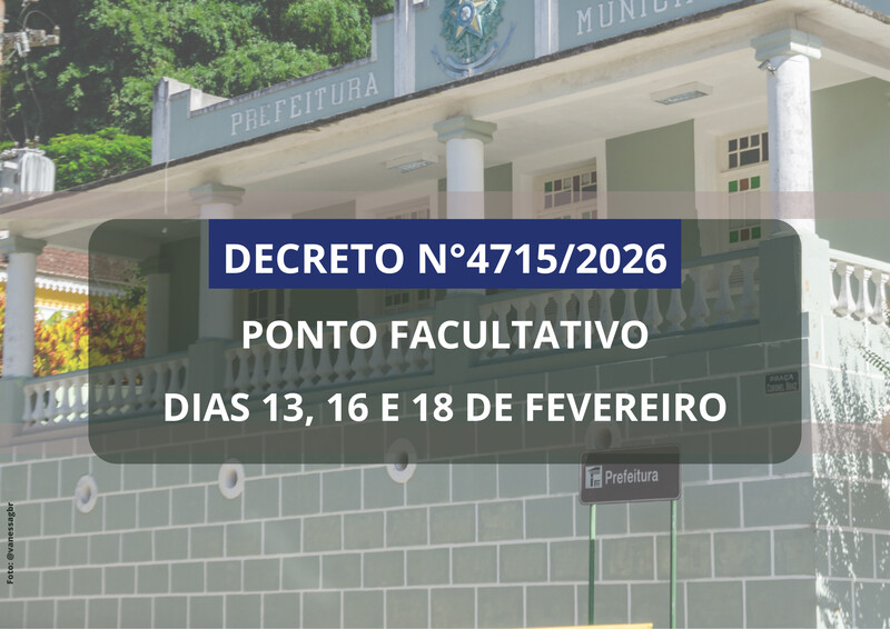 Prefeitura decreta ponto facultativo durante o Carnaval 2026