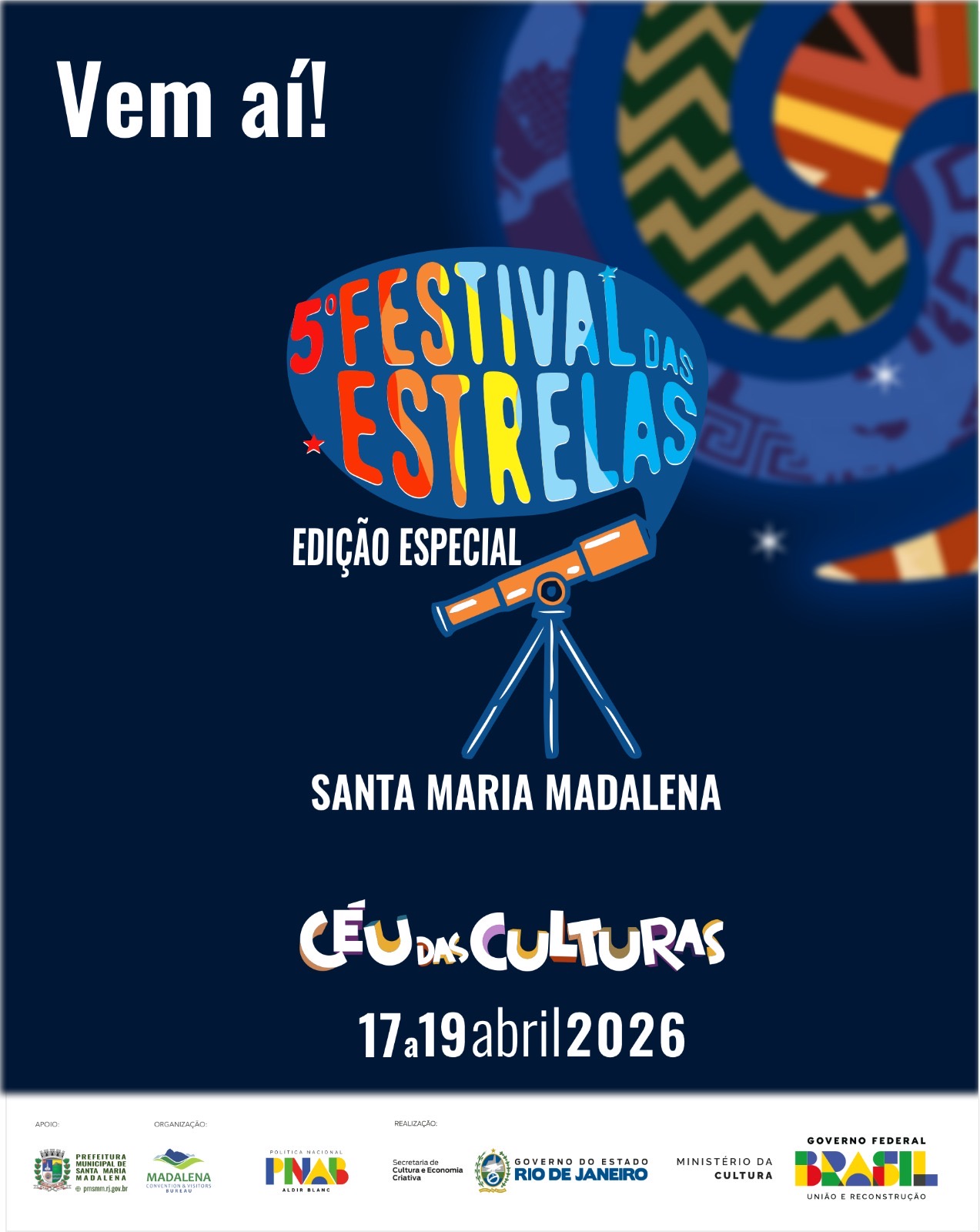 Vem aí o Festival das Estrelas: cultura, arte e observação do céu em Santa Maria Madalena