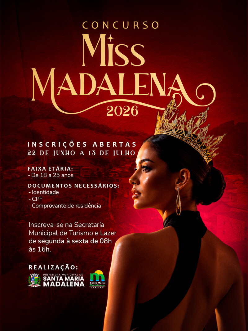 Inscrições abertas para o Miss Madalena 2026