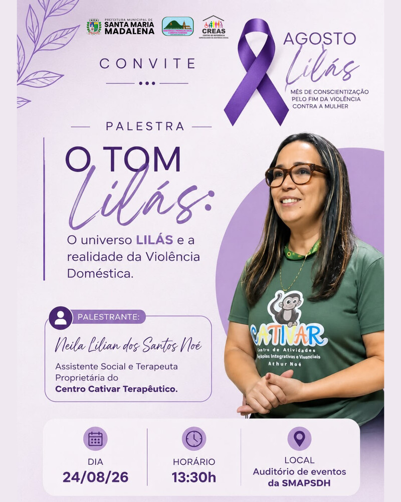 Agosto Lilás: Secretaria de Assistência Social promove palestra sobre violência doméstica