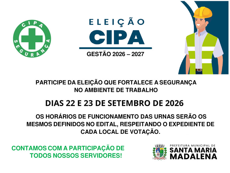 Eleições da CIPA – Gestão 2026/2027: inscrições acontecem de 24 de agosto a 14 de setembro